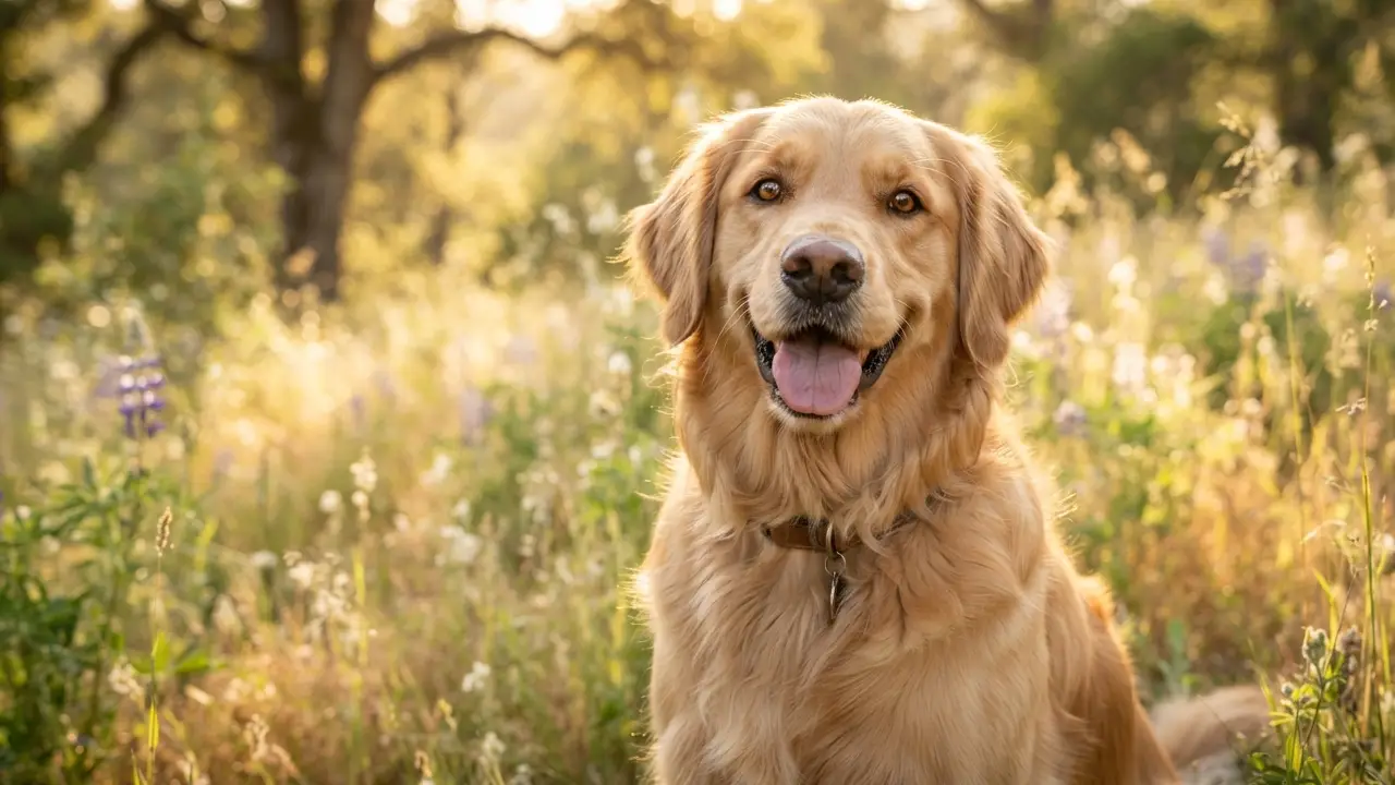 Cão saudável e feliz em ambiente natural, representando os benefícios da esterilização
