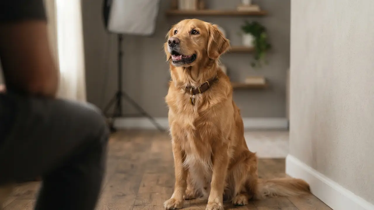 Cão atento e focado durante o treinamento