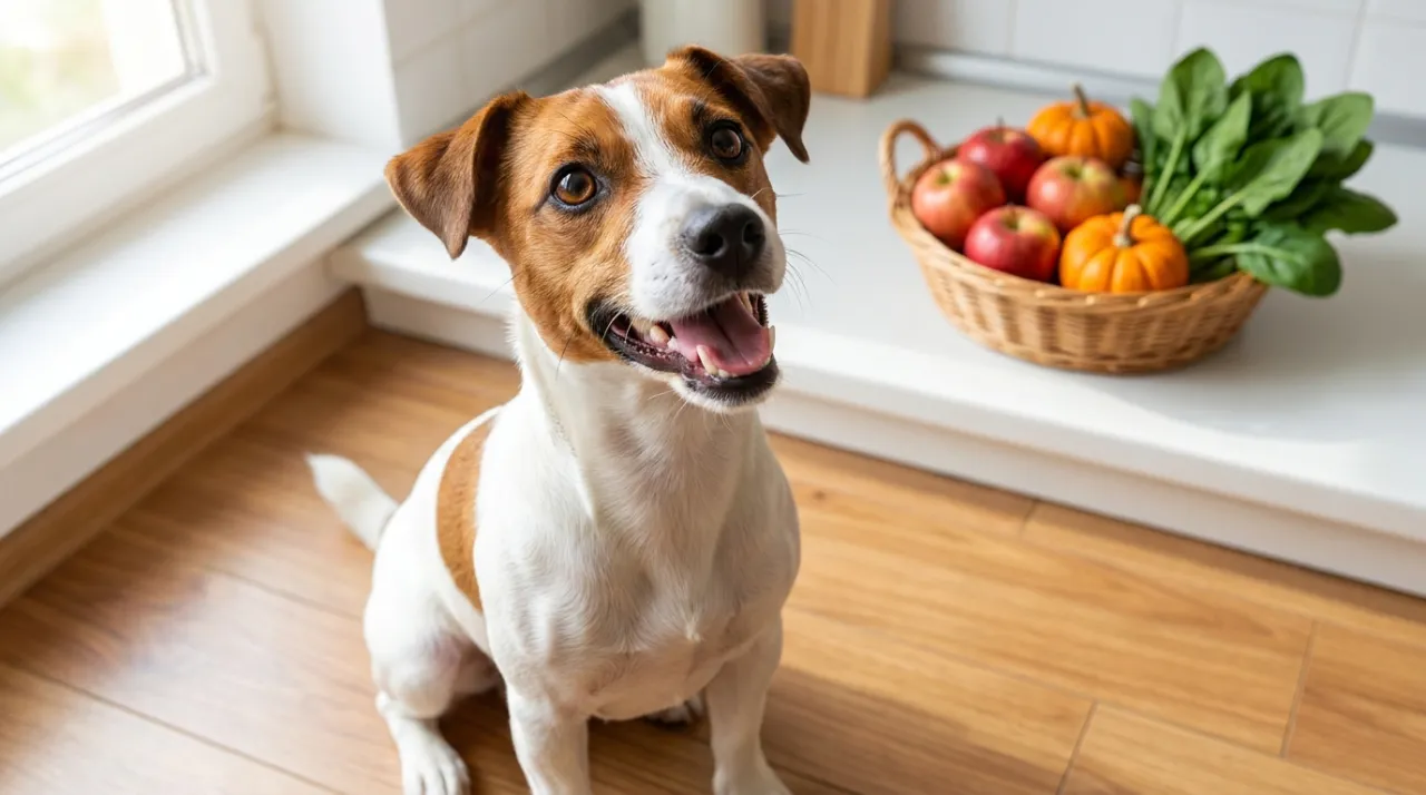 Cão Jack Russell Terrier saudável e feliz com pelagem brilhante olhando para cima