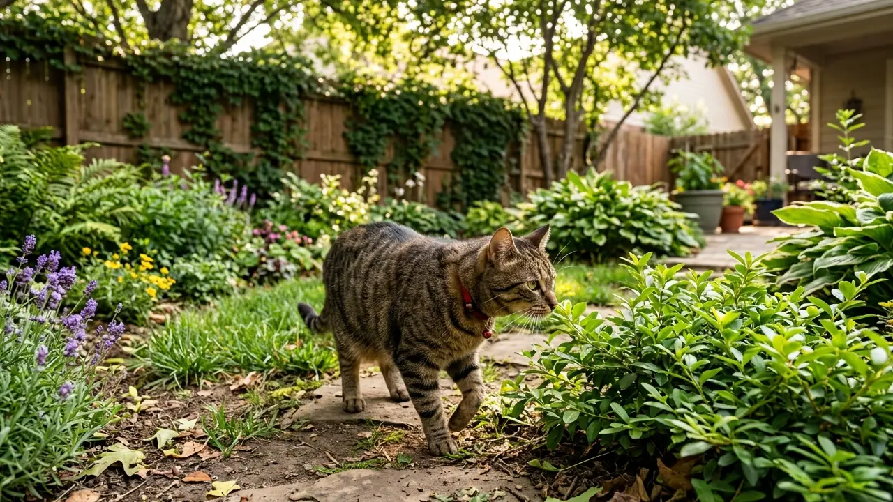 Gato explorando o exterior
