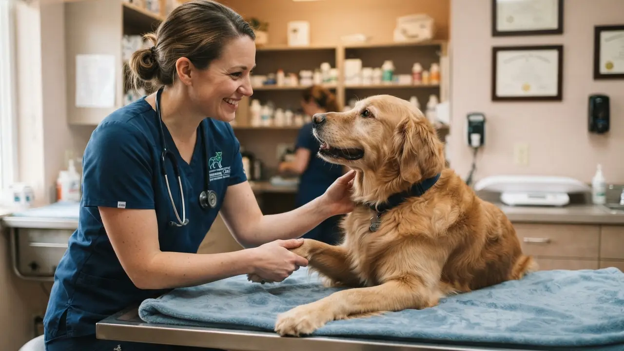 Veterinário examinando cão para diagnóstico de alergias