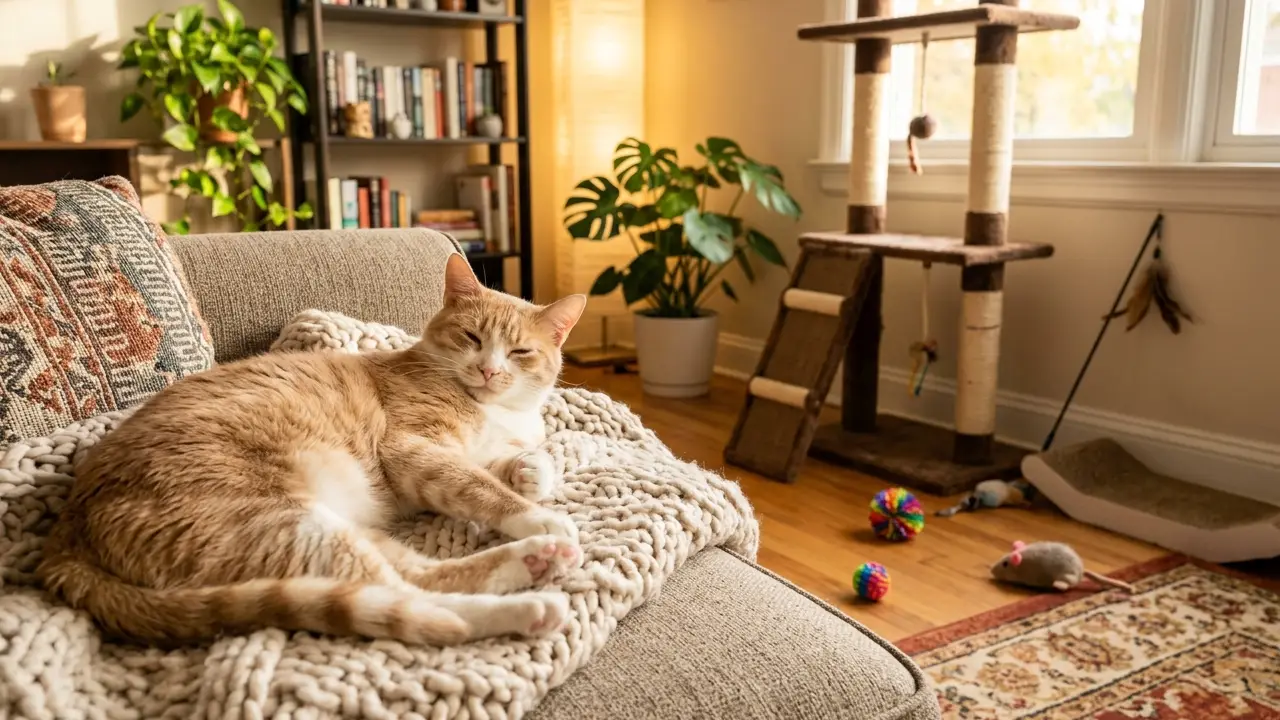 Gato feliz em casa